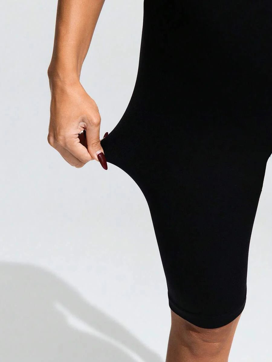 High Waist Maternity 7/8 Pants - Breathable Fabric Solid Color Sports Wear