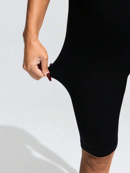 High Waist Maternity 7/8 Pants - Breathable Fabric Solid Color Sports Wear