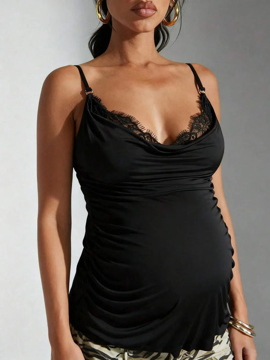 Maternity Sexy Camisole - Spaghetti Strap Versatile Layering Outerwear Summer Winter, Pink