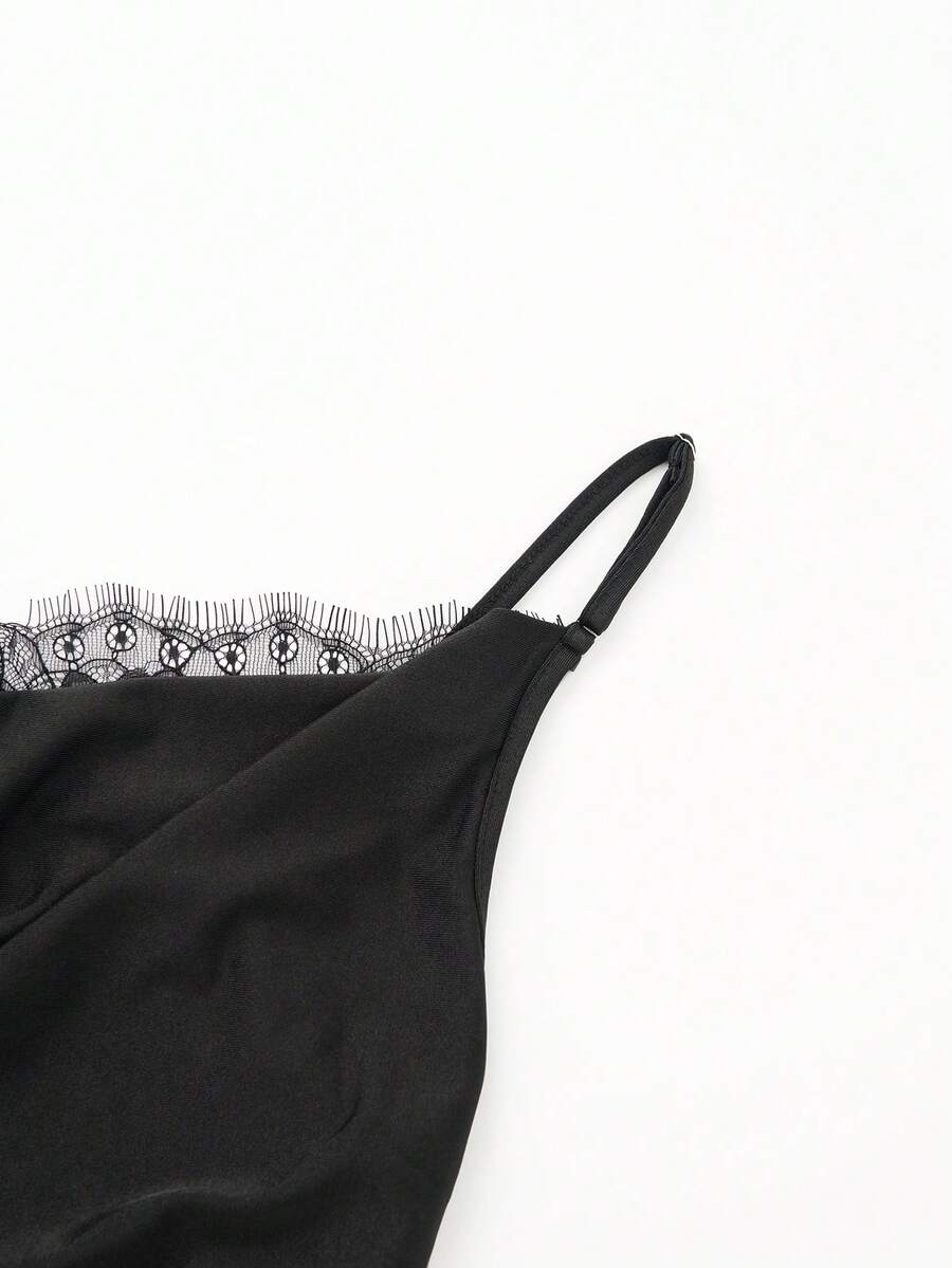 Apricot Cowl Neck Maternity Cami - Sexy Lace Detail Asymmetrical Spaghetti Strap Camisole - Lightweight Cold Shoulder Night Out Top