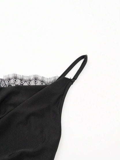 Apricot Cowl Neck Maternity Cami - Sexy Lace Detail Asymmetrical Spaghetti Strap Camisole - Lightweight Cold Shoulder Night Out Top