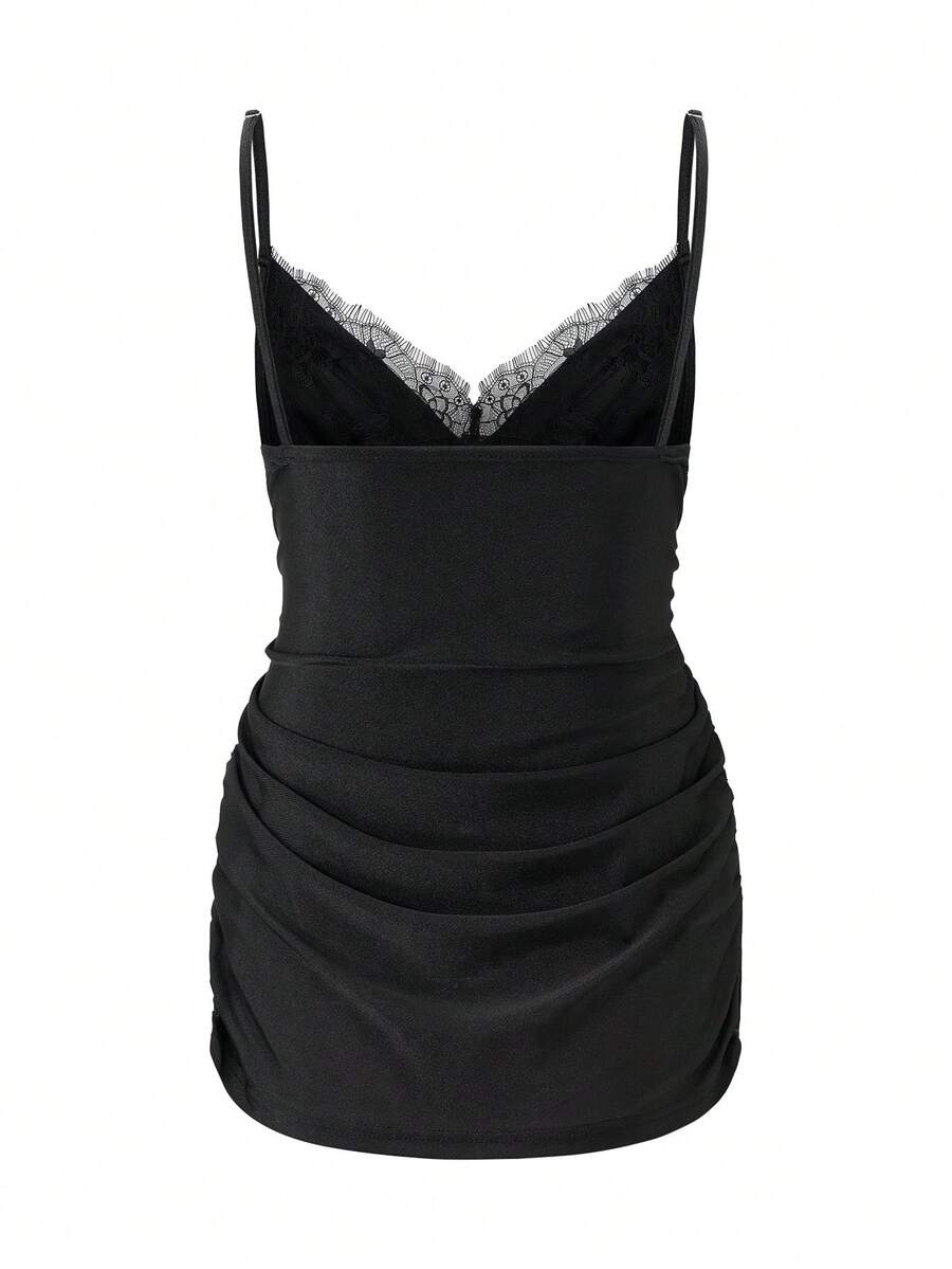 Apricot Cowl Neck Maternity Cami - Sexy Lace Detail Asymmetrical Spaghetti Strap Camisole - Lightweight Cold Shoulder Night Out Top