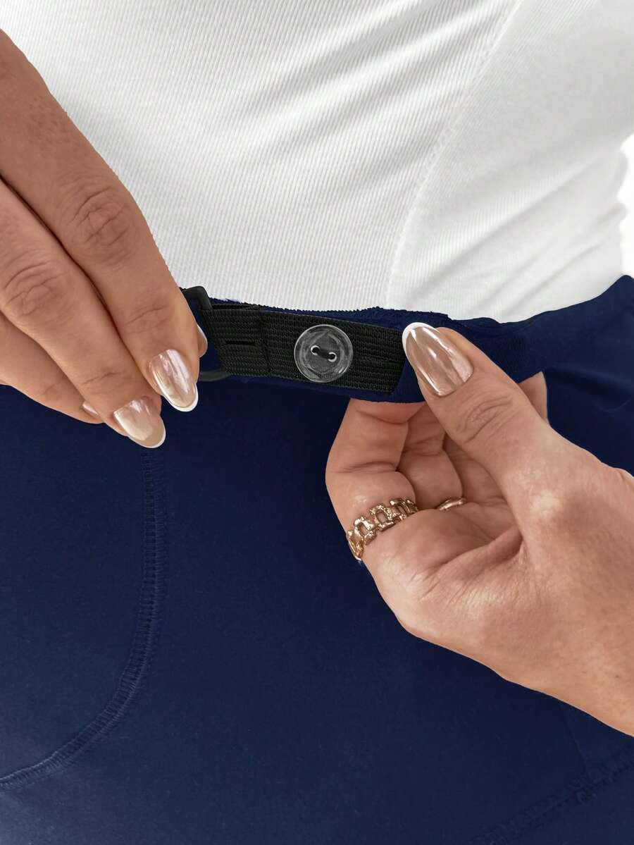 Plus Size Maternity Leggings - Adjustable Waist, Phone Pocket, Ultra High Waist, Slim Fit, Royal Blue