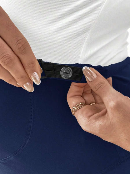 Plus Size Maternity Leggings - Adjustable Waist, Phone Pocket, Ultra High Waist, Slim Fit, Royal Blue