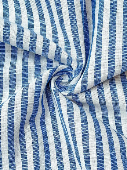 Blue and White Floral Striped Maternity Dress with Ruffle Flounce Sleeves and Loose Fit Hem Boho Beach Vacation Short Summer Dress