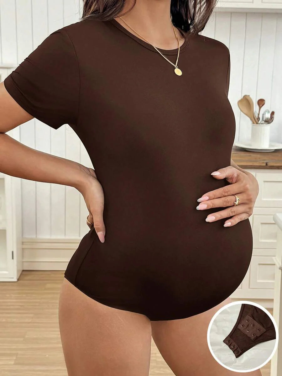 Slim Fit Maternity Jumpsuit – Solid Color Summer Outfit for Women