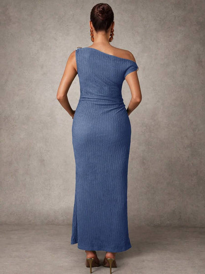 Maternity Casual Oblique Shoulder Sleeveless Long Dress Elegant Dresses Baby Shower Pregnancy Photoshoot Green Pregnant Bump Friendly