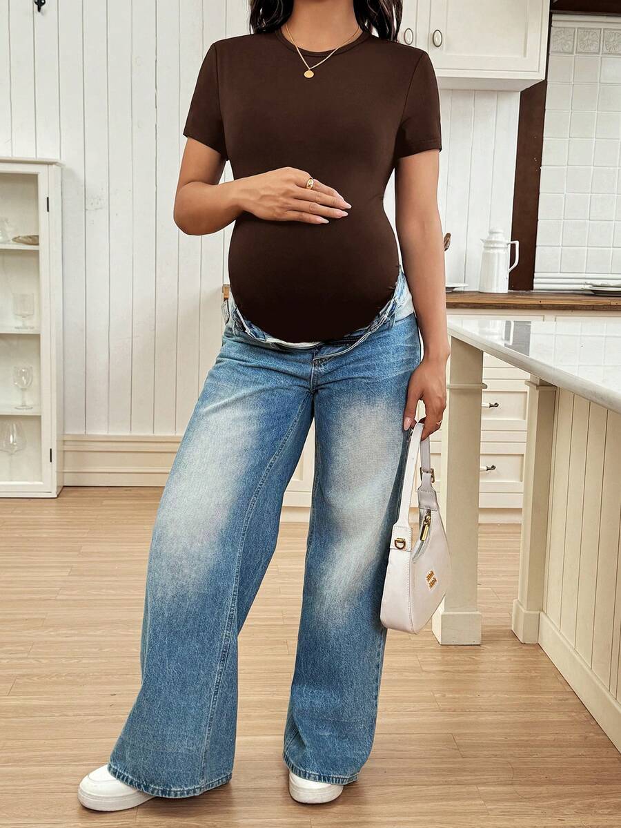 Slim Fit Maternity Jumpsuit – Solid Color Summer Outfit for Women