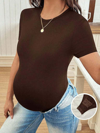 Slim Fit Maternity Jumpsuit – Solid Color Summer Outfit for Women