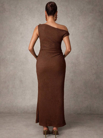 Maternity Casual Oblique Shoulder Sleeveless Long Dress Elegant Dresses Baby Shower Pregnancy Photoshoot Green Pregnant Bump Friendly