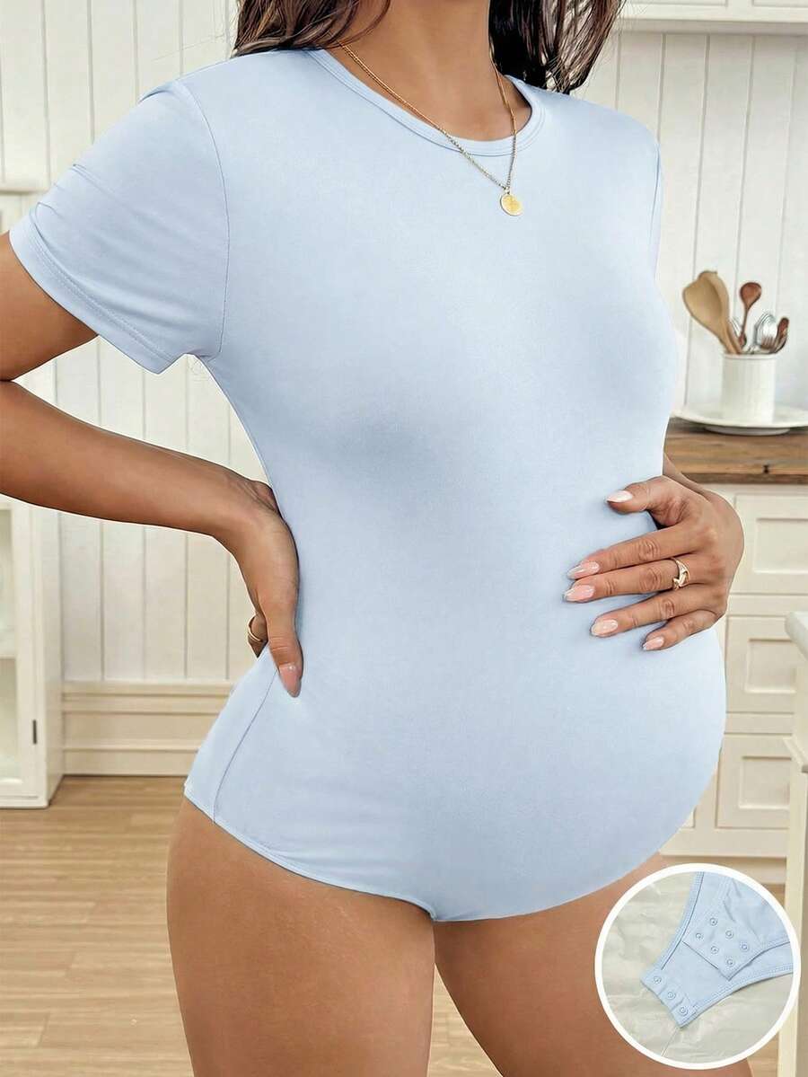 Slim Fit Maternity Jumpsuit – Solid Color Summer Outfit for Women