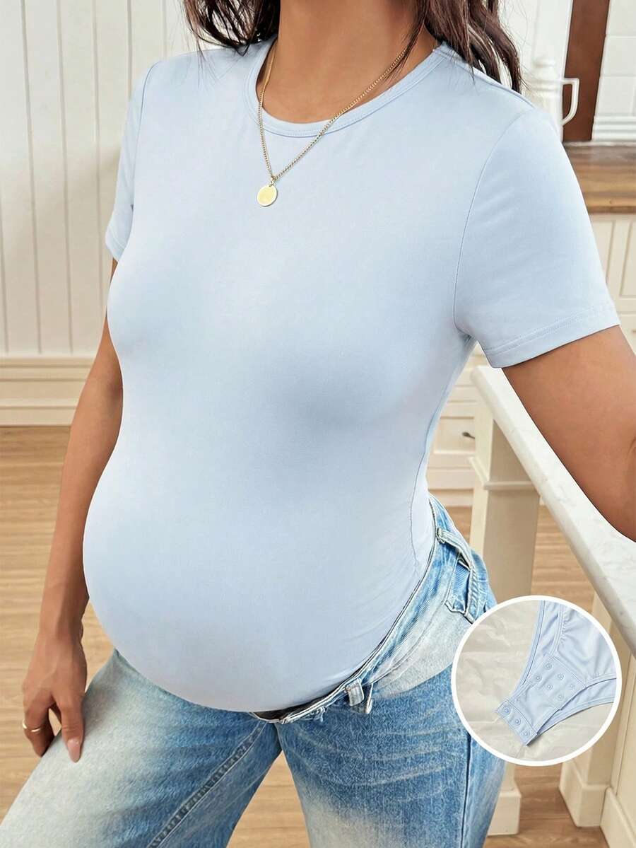Slim Fit Maternity Jumpsuit – Solid Color Summer Outfit for Women