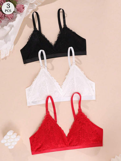 Maternity Black Lace Nursing Bra - Wireless Soft Knit Comfort Bralette with Adjustable Straps and Medium Stretch