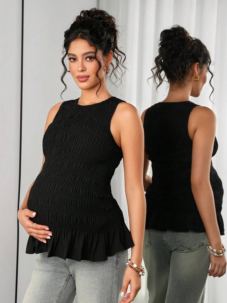 Momance Maternity Camisole - Solid Color Elegant Soft Stretch Pregnancy Tank Top, Nursing Lounge