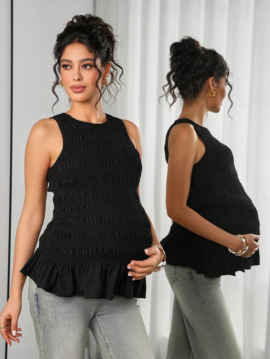 Momance Maternity Camisole - Solid Color Elegant Soft Stretch Pregnancy Tank Top, Nursing Lounge