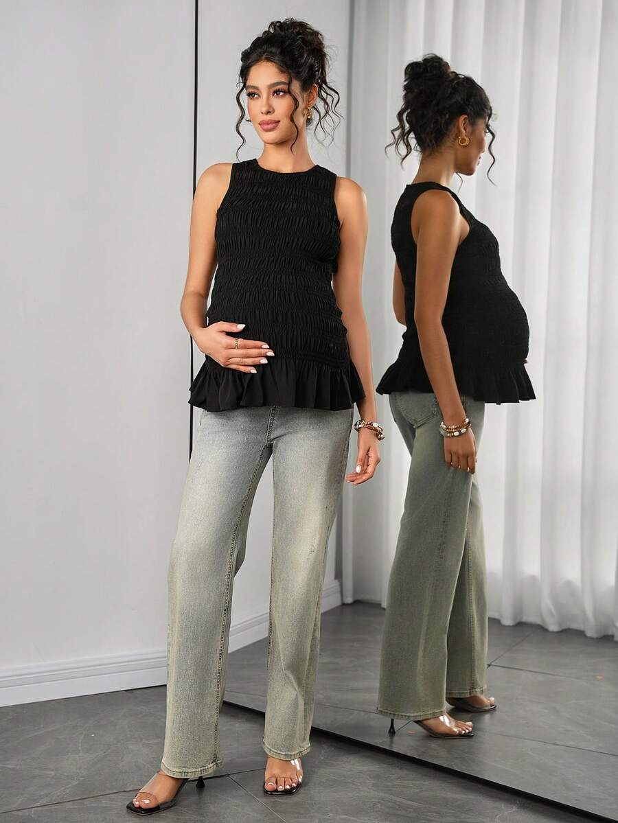 Momance Maternity Camisole - Solid Color Elegant Soft Stretch Pregnancy Tank Top, Nursing Lounge