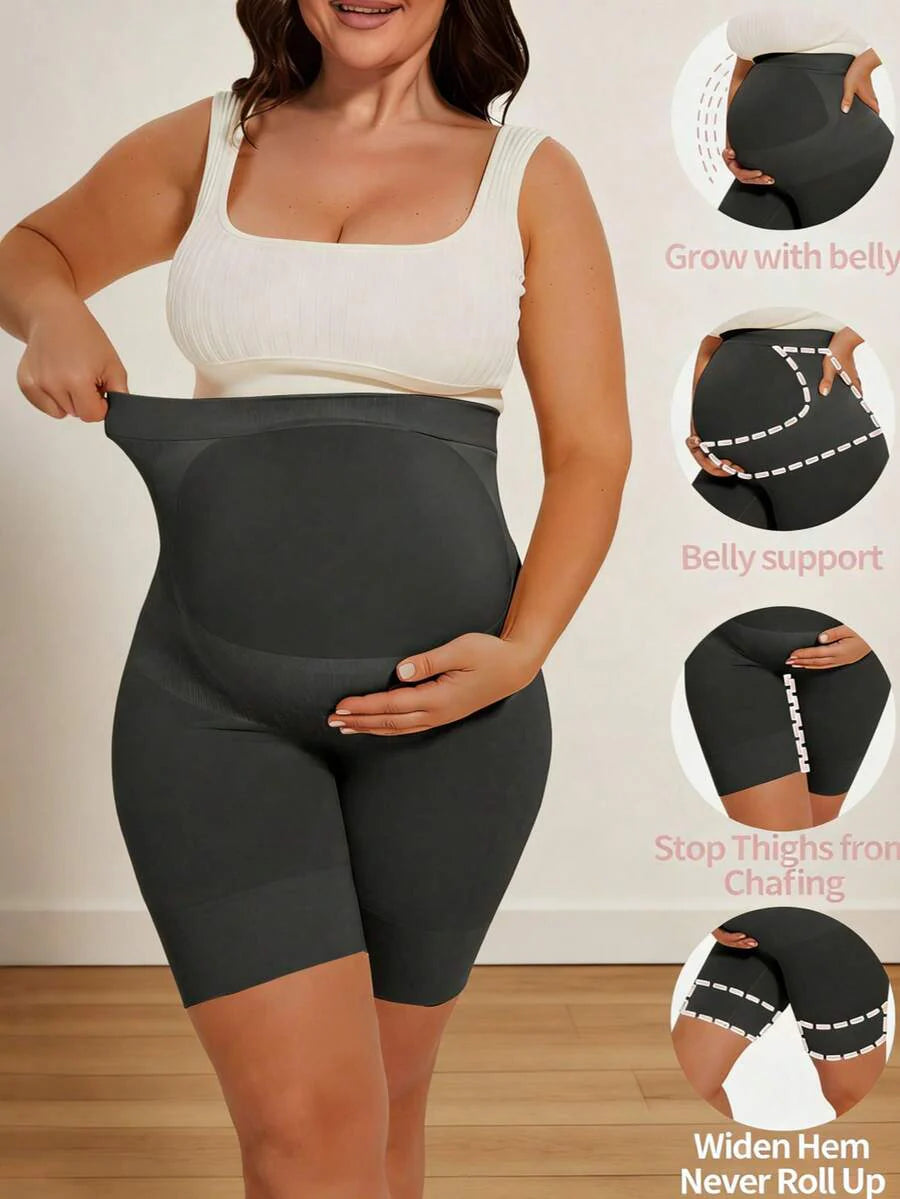 Maternity Shapewear Over Belly Shorts - Anti-Chafing Seamless Underwear for Dresses