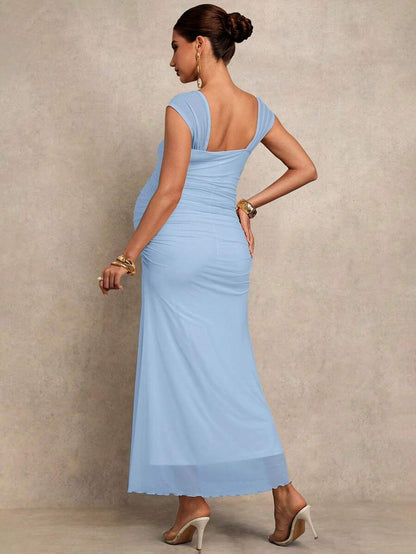 Elegant Solid Color Maternity Dress For Summer