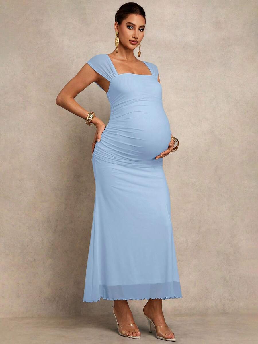 Elegant Solid Color Maternity Dress For Summer