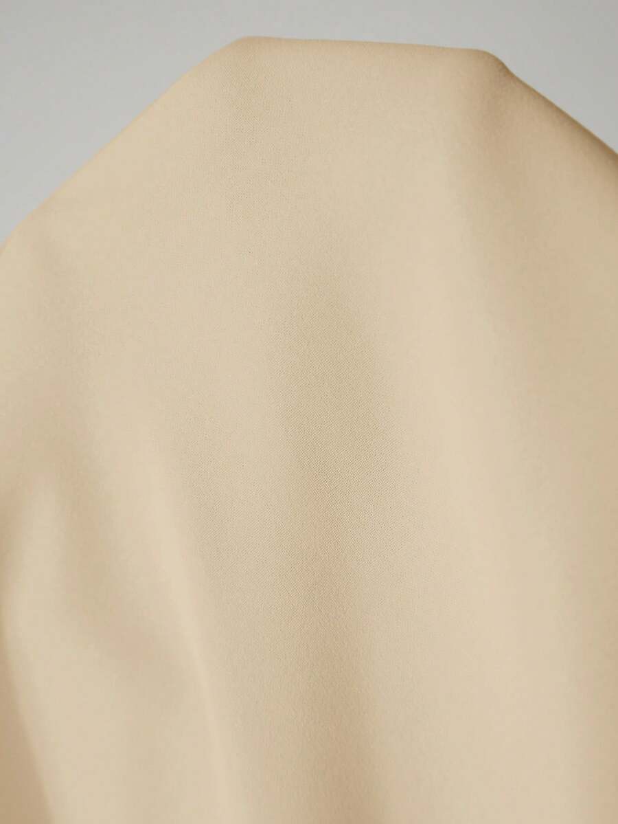 Khaki Color-Blocked Maternity Work Top with Metallic Buttons Elegant V-Neck Batwing Sleeve Commuting and Night Out Blouse