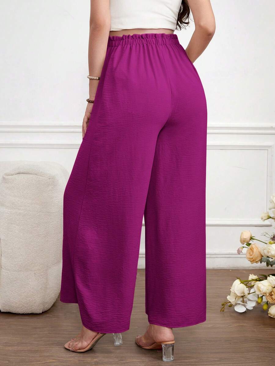 Maternity Wide Leg Pants Loose Fit Redwood Drawstring Elastic Waist Casual Long Trousers for Home and Summer Comfort
