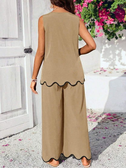 Maternity Round Neck Sleeveless Green 2 Piece Set Minimalist Camisole and Cropped Pants Casual Summer Outfit
