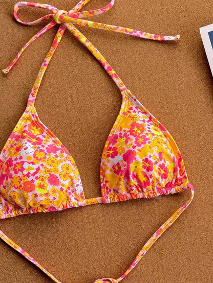 Swim Vcay 2026 Spring/Summer Women's Spaghetti Strap Halter Neck Black Base White Polka Dot Random Print Sweet Cute Side High Cut Bikini Swimwear 2-Piece Set Vacation Bikini Set Pink Bikini Set High Leg Bikini Set Modest Bikini Set Bikini Set