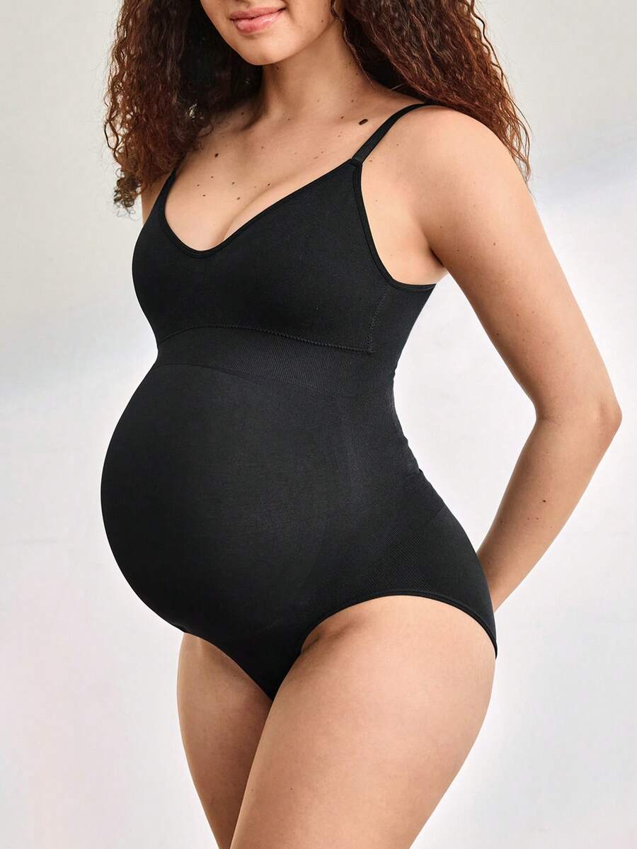Adjustable Strap Maternity & Postpartum Shapewear Jumpsuit - Black Casual 1pc