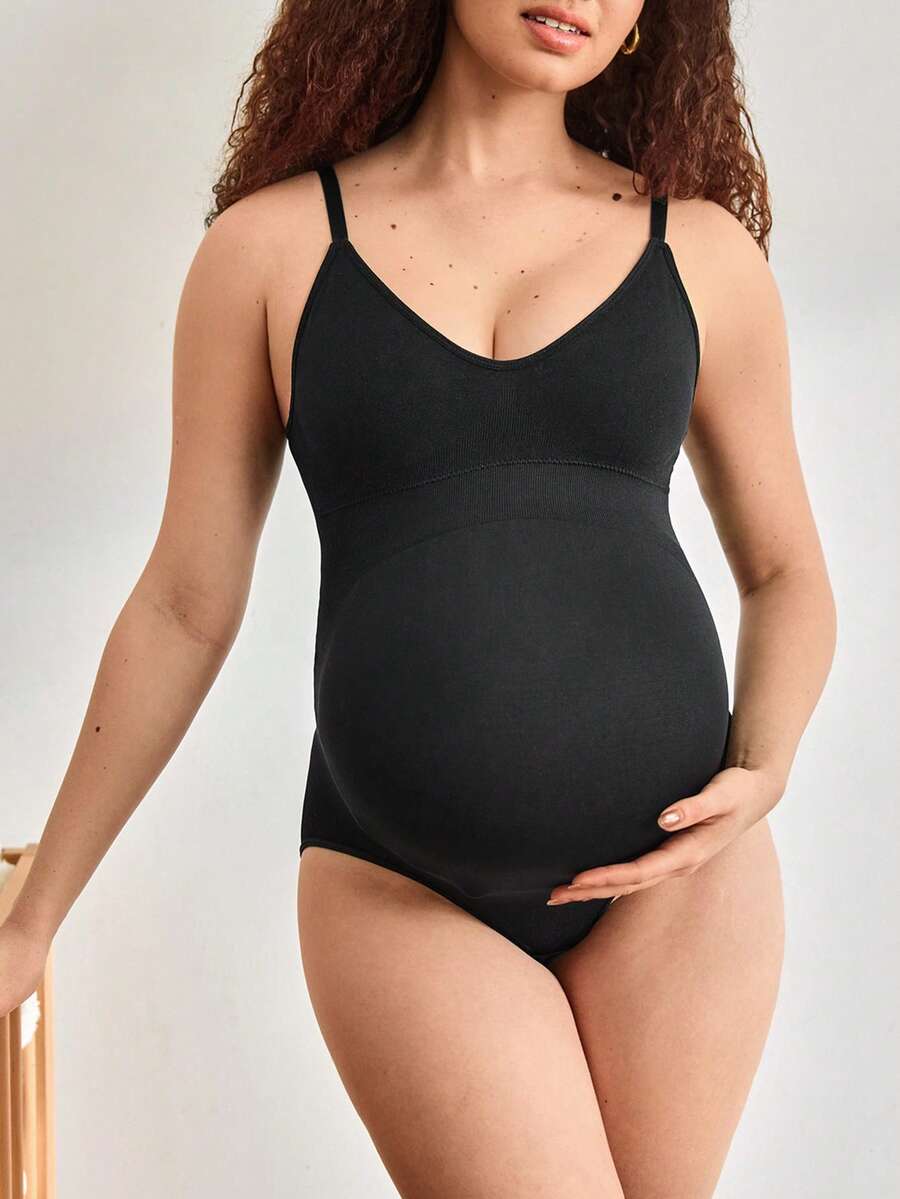 Adjustable Strap Maternity & Postpartum Shapewear Jumpsuit - Black Casual 1pc