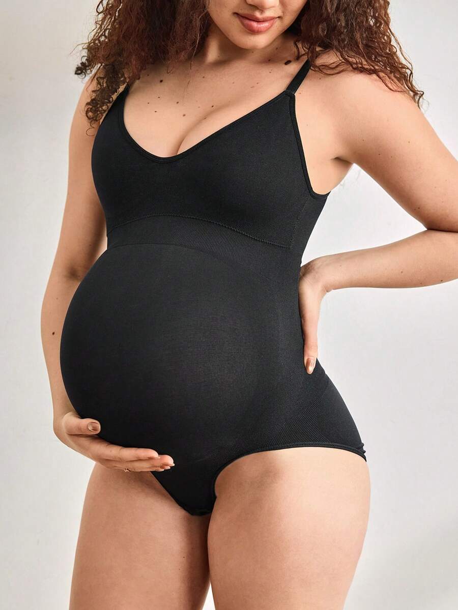 Adjustable Strap Maternity & Postpartum Shapewear Jumpsuit - Black Casual 1pc