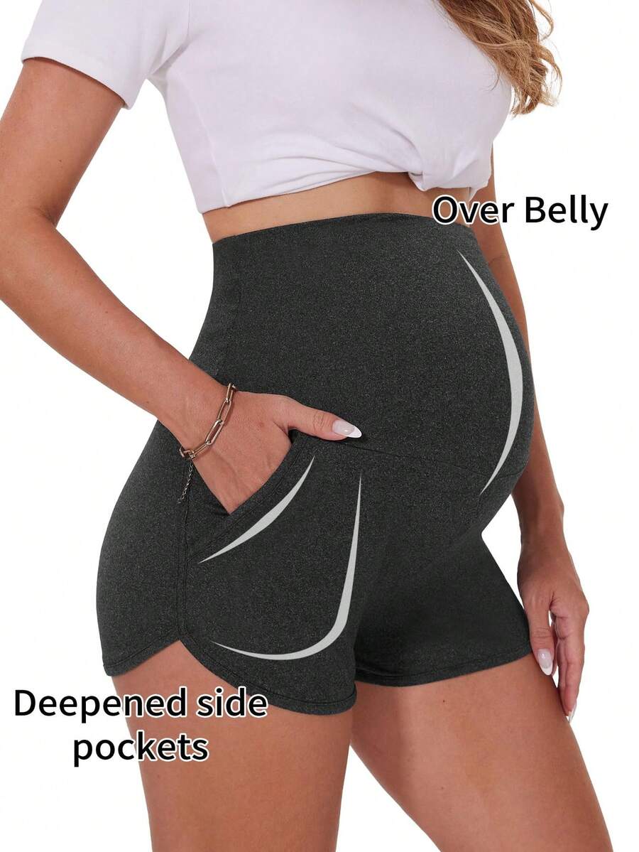 Maternity Soft Lounge Shorts - High Waist Dolphin Hem Pajama Bottoms