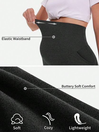 Maternity Soft Lounge Shorts - High Waist Dolphin Hem Pajama Bottoms