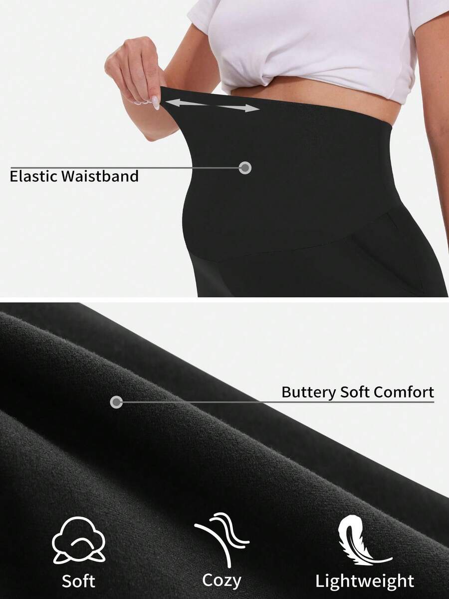 Maternity Soft Lounge Shorts - High Waist Dolphin Hem Pajama Bottoms