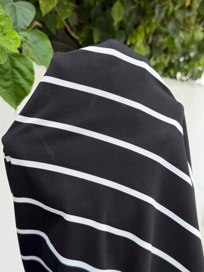 Maternity Black and White Striped Midi Cami Dress with Criss Cross Back and Side Slit Slim Fit Knitted Summer Vacation Outfit