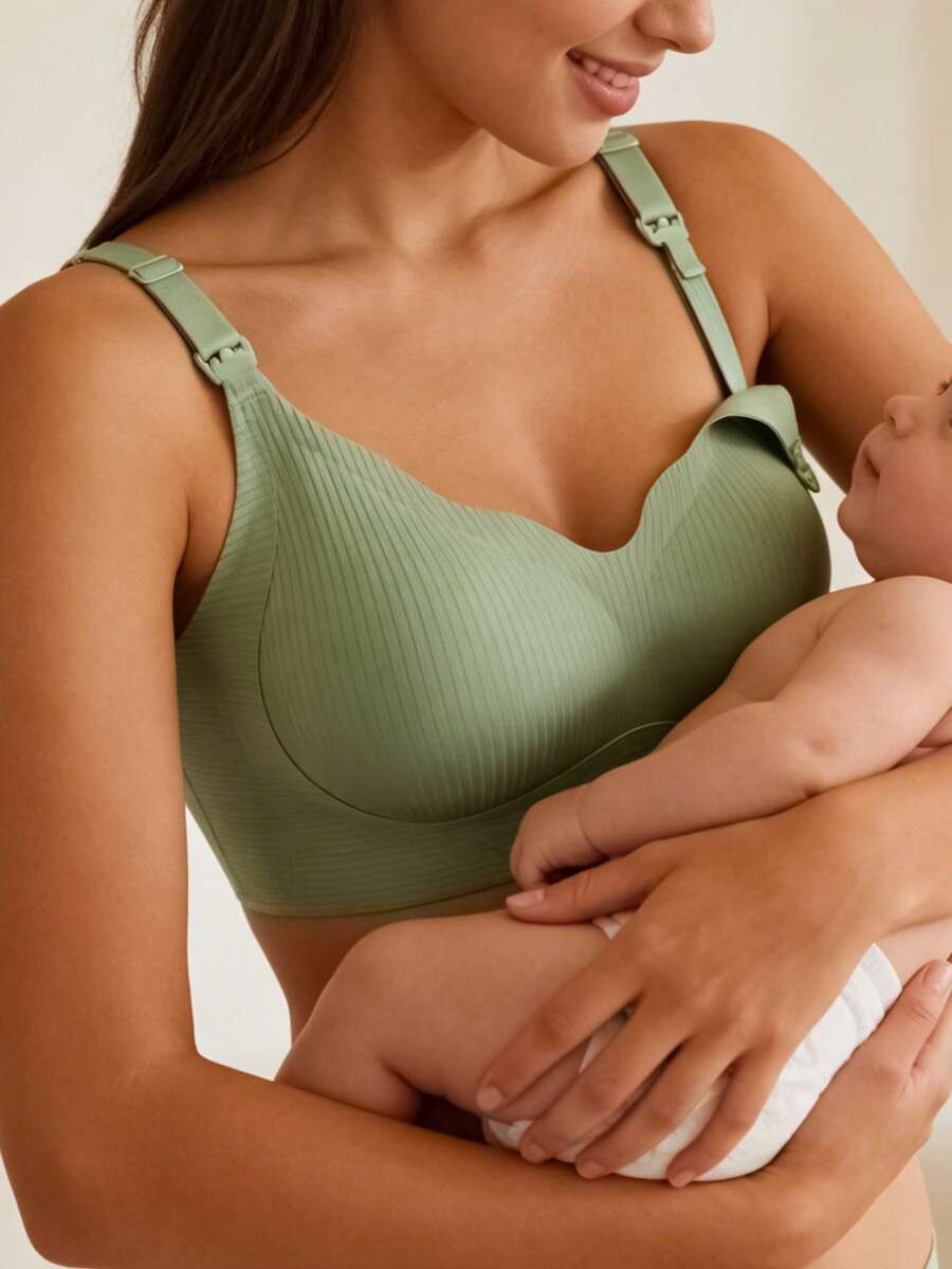 Maternity Nursing Bra Wireless Anti Sagging Postpartum Breastfeeding Bra Clip Open Lift Support Bra