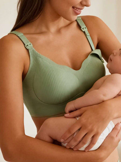 Maternity Nursing Bra Wireless Anti Sagging Postpartum Breastfeeding Bra Clip Open Lift Support Bra