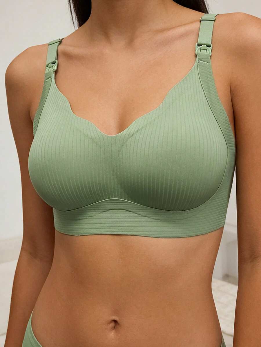 Maternity Nursing Bra - Wireless Anti-Sagging Breastfeeding Half-Fixed Lift Clip-Open, Postpartum
