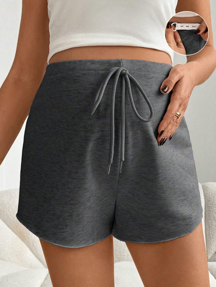 Slowluna Maternity Drawstring Waist Shorts - Adjustable Soft Stretch Casual, Pregnancy Loungewear