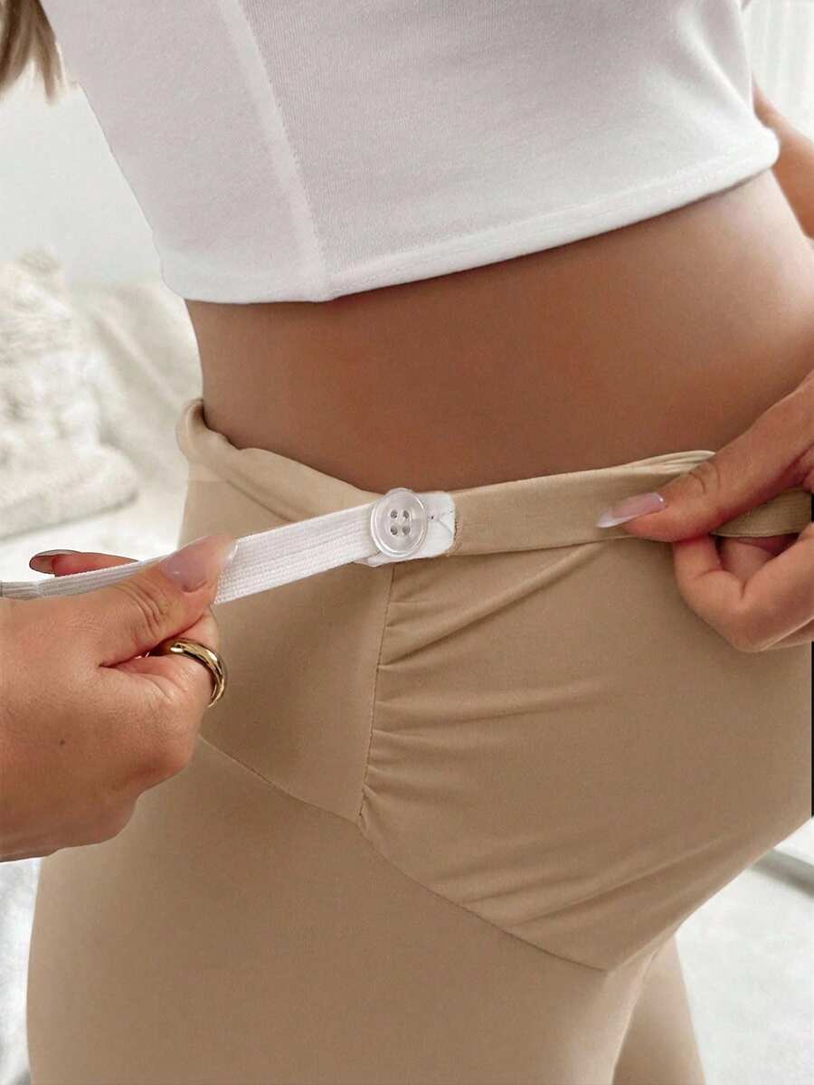 Maternity Solid Color Ruched Shorts - Tight Fitting Spring & Summer Fashion