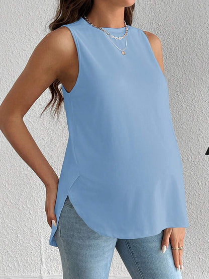 SHEIN Maternity Casual Daily Commute Solid Color Curved Hem Tank Top, Summer