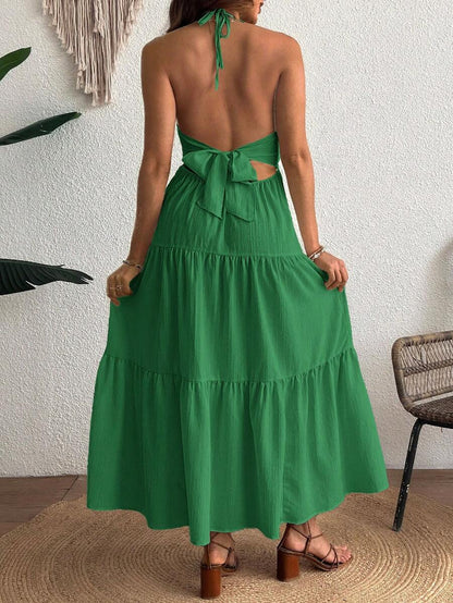 Cherish Maternity Solid Color Backless Maxi Maternity Dress Elegant Sleeveless V Neck Slim Fit Flowy Summer Gown Black