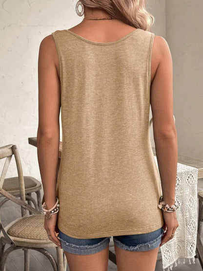 Maternity Solid Color Scoop Neck Sleeveless Nursing Top - Casual Summer Pullover