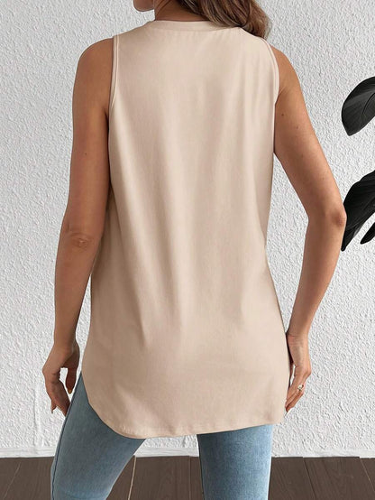 SHEIN Maternity Casual Daily Commute Solid Color Curved Hem Tank Top, Summer