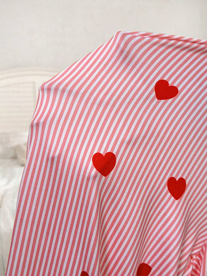 Maternity Heart Stripe Print Pajama Set Women V-Neck Short Sleeve Top and Pants Sleepwear