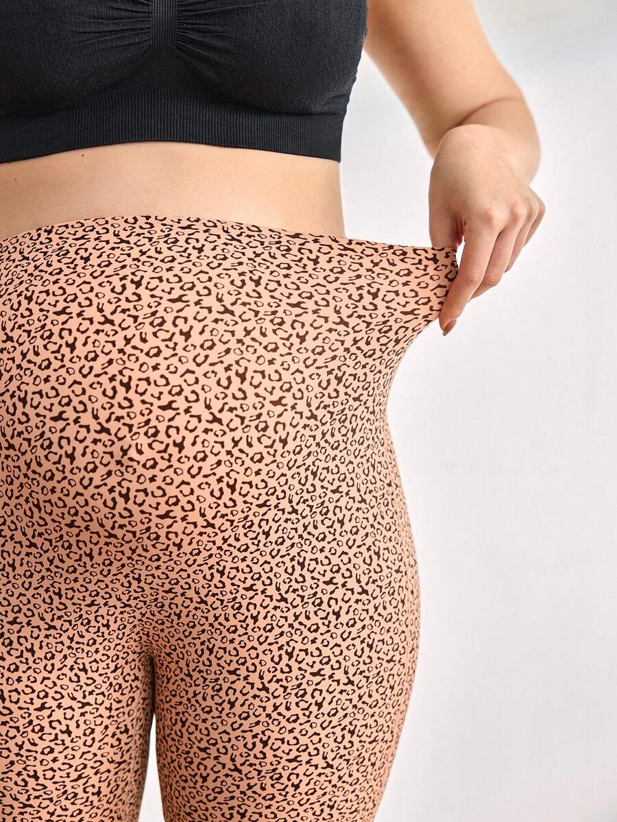 Maternity Briefs - Seamless Leopard Print High Waist Soft Stretch Contrast Color, Pregnancy