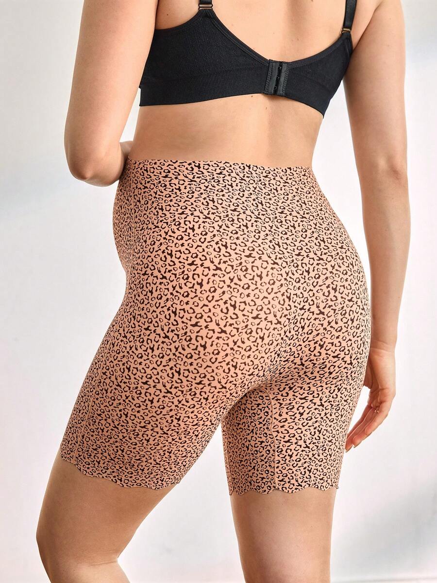 Maternity Briefs - Seamless Leopard Print High Waist Soft Stretch Contrast Color, Pregnancy