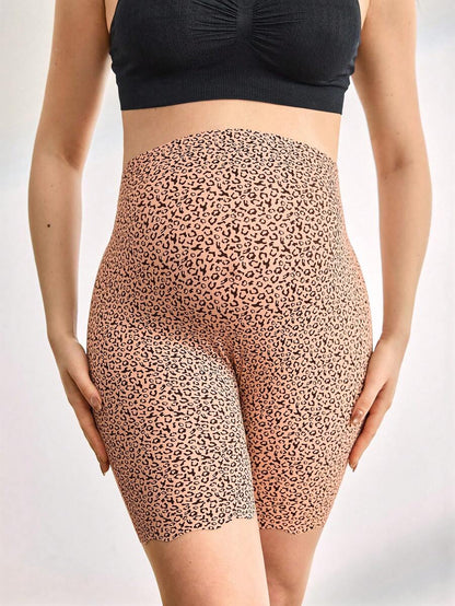 Maternity Briefs - Seamless Leopard Print High Waist Soft Stretch Contrast Color, Pregnancy