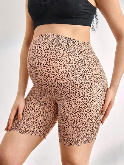 Maternity Briefs - Seamless Leopard Print High Waist Soft Stretch Contrast Color, Pregnancy