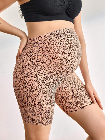 Maternity Briefs - Seamless Leopard Print High Waist Soft Stretch Contrast Color, Pregnancy