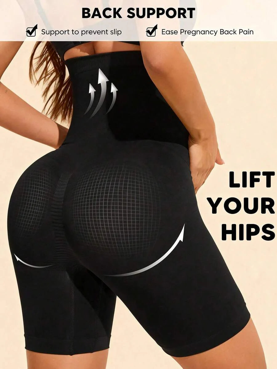 Maternity High Waist Black Shorts with Expandable Abdominal Support, High Stretch Seamless Nursing Underwear for Daily Wear